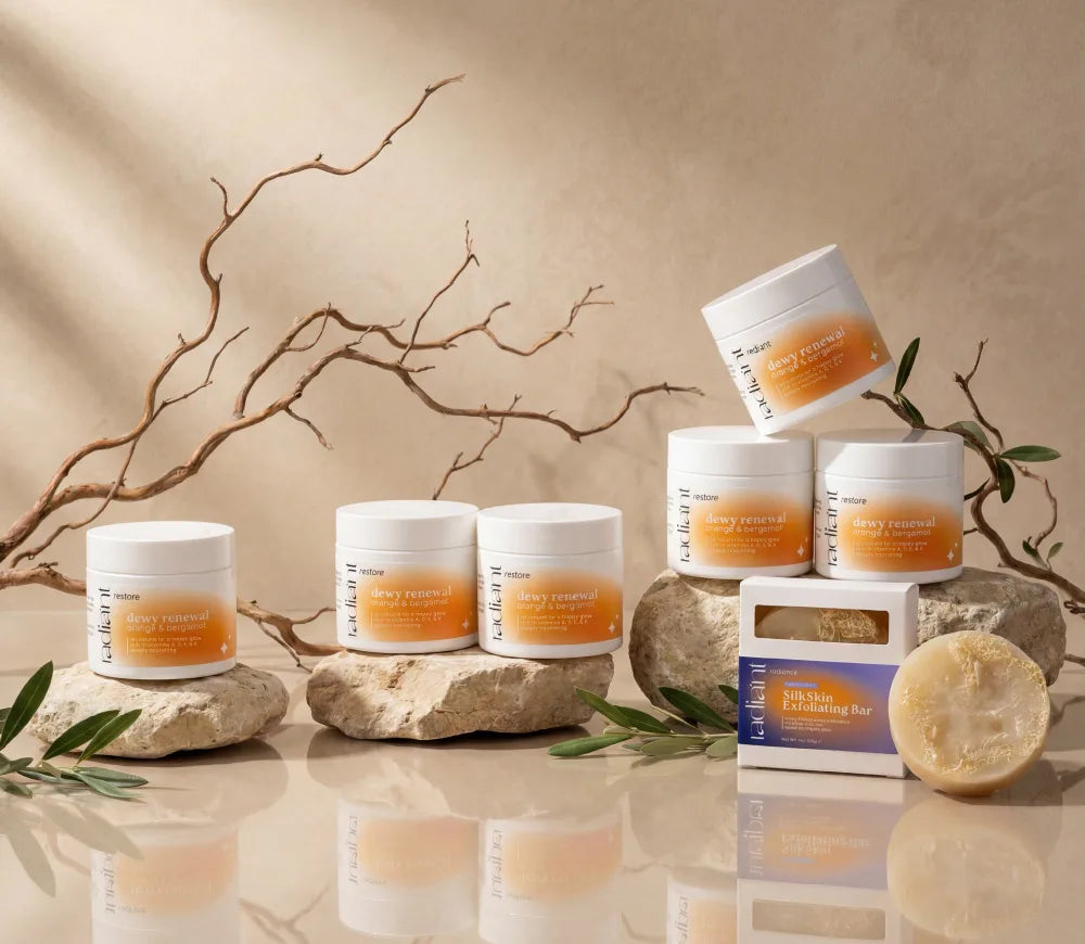 Skin care jars and soap bar